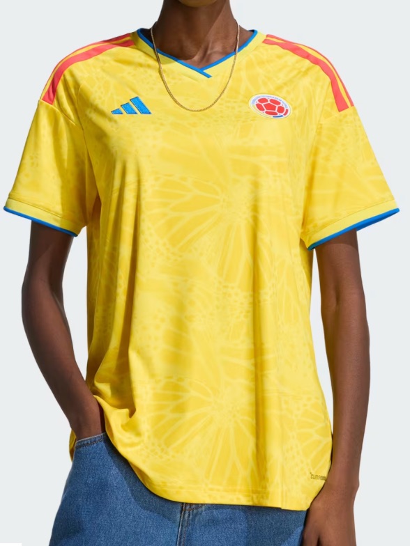 Colombia Soccer Jersey With Blue & Red Accents